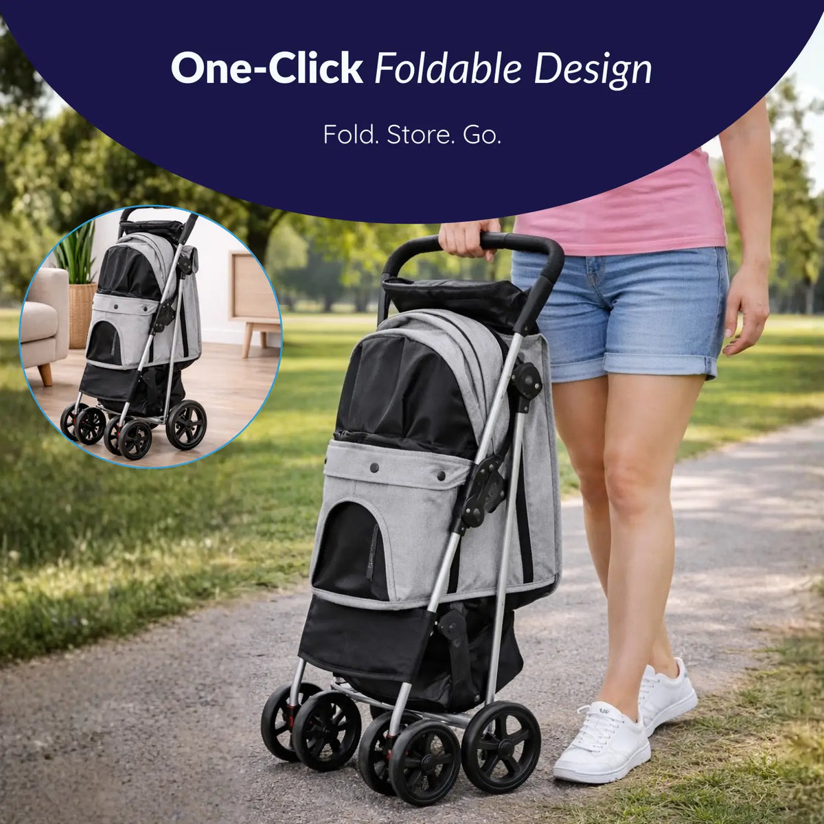 MrFluffyFriend™ - Foldable Dog Stroller for Small & Senior Dogs